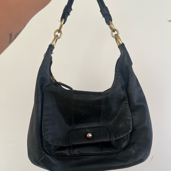 Coach Handbags - Coach Black Leather Hobo Bag with Gold Accents